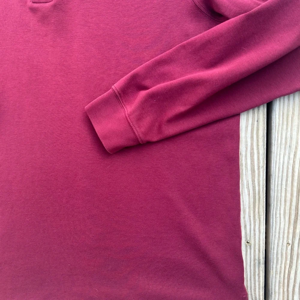 LANDS' END Rugby Shirt Men XL 46-48‎ Red Long Sleeve Polo Shirt